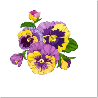 purple pansy flowers Posters and Art